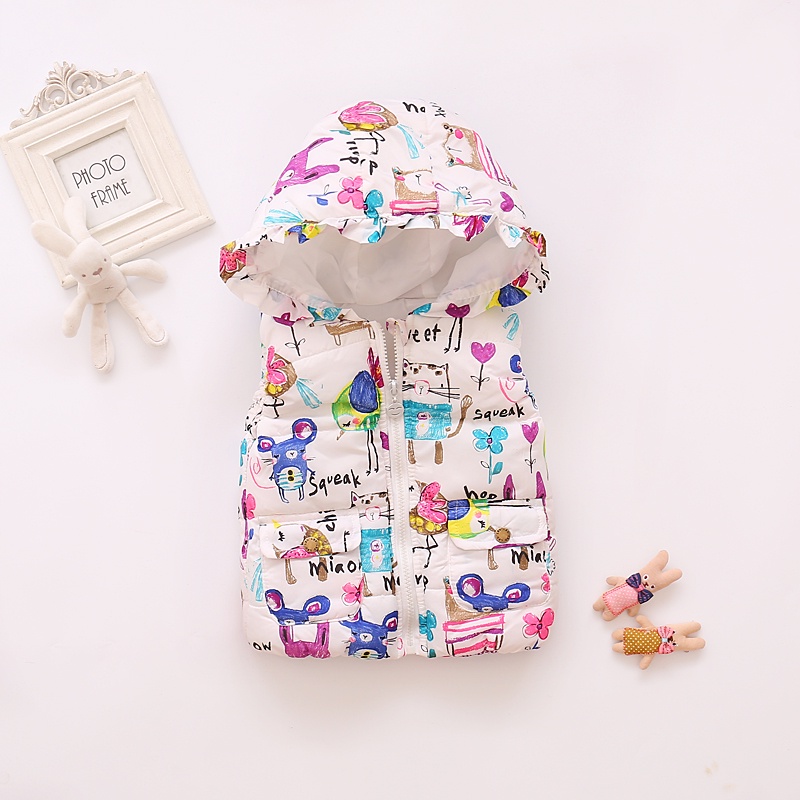 Áo Khoác Cotton Dày Không Tay Có Mũ Trùm Đầu Giữ Ấm Mùa Đông Nhiều Màu Sắc Dành Cho Trẻ Sơ Sinh