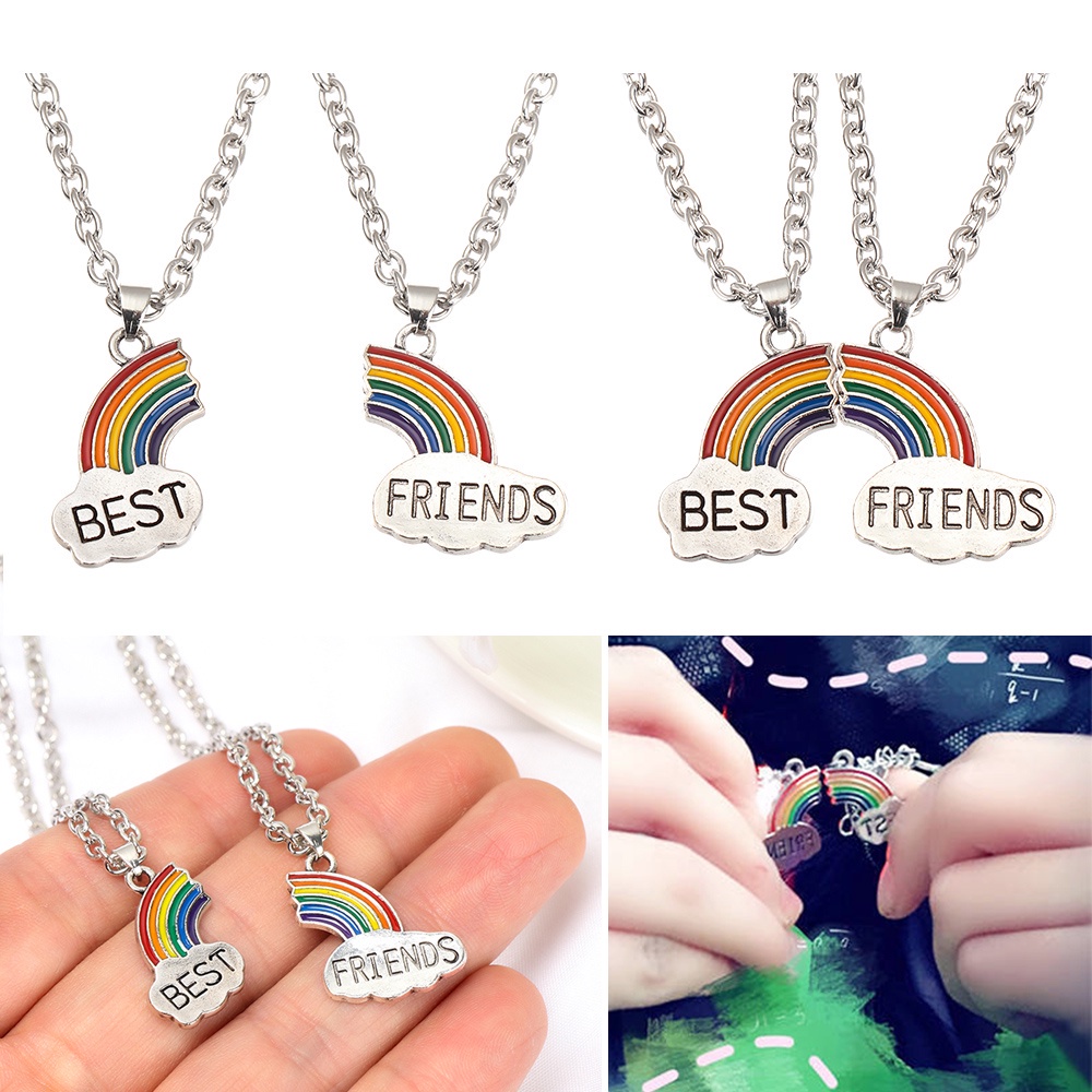 CLEVER Fashionable Rainbow Face Friendship Necklace For Cute Couple/Sisters