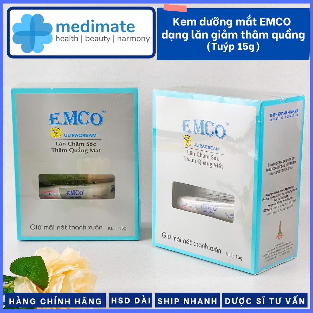 Kem dưỡng mắt EMCO giảm thâm quầng, giảm bọng mắt dạng lăn (tuýp 15g)