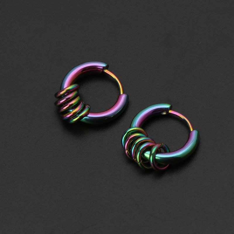 Cặp khuyên tai thép titan tròn phong cách punk cá tính trẻ trung