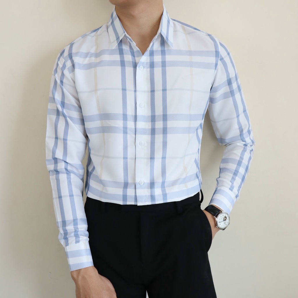 Áo Sơ Mi Nam Hàn Quốc Vải Lụa 3D Mẫu 2 Màu Đơn Giản Lịch Lãm Sang Trọng Quý Phái Thời Thượng Cho Các Quý Ông