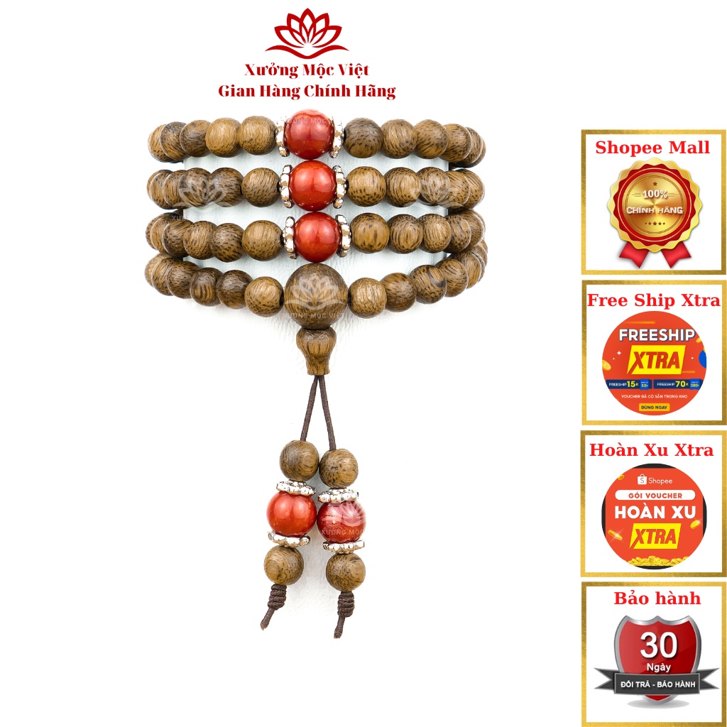 Vòng Tay Trầm Hương Xưởng Mộc Việt Chuỗi Tràng Hạt 108 Trầm Tốc Size 6mm Mix Đá Hợp Mệnh