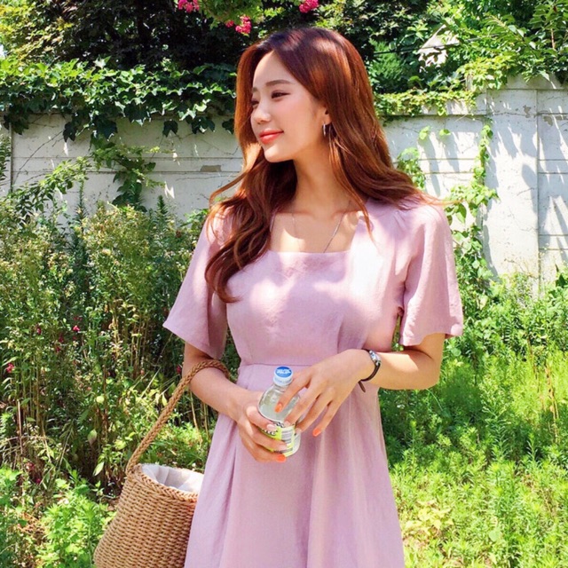 Đầm hồng cổ U form dài (kèm hình thật) | BigBuy360 - bigbuy360.vn