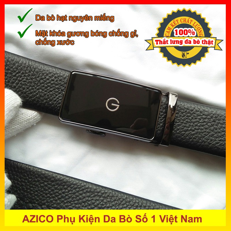 Thắt lưng dây nịt nam da bò thật cao cấp SIÊU BỀN mặt khóa gương bóng hình chữ G sang trọng C413