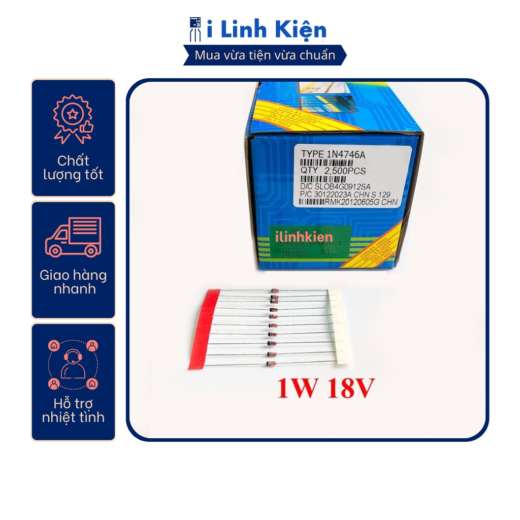 Diode zener 1W 18V 1N4746A 10 chiếc