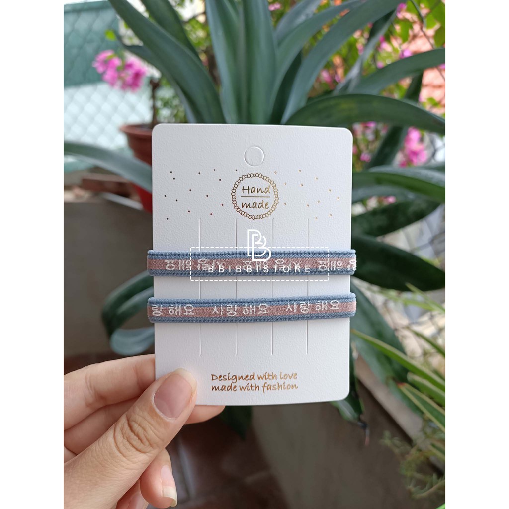 DÂY buộc tóc đơn họa tiết CHỮ HÀN QUỐC , NHIỀU MÀU SẮC