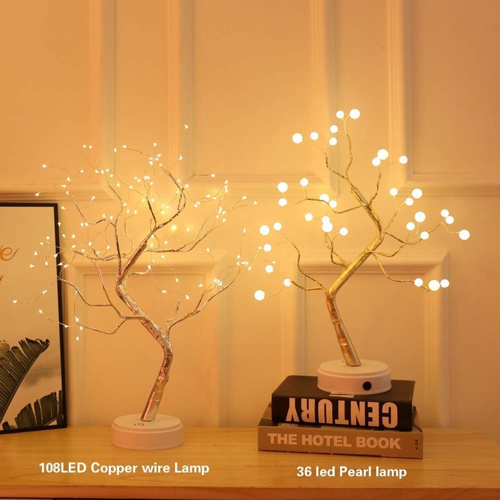 Creative Led Desk Tree Lamp/Copper wire Table Lamps/Battery or USB /Night light for Bedroom Decor