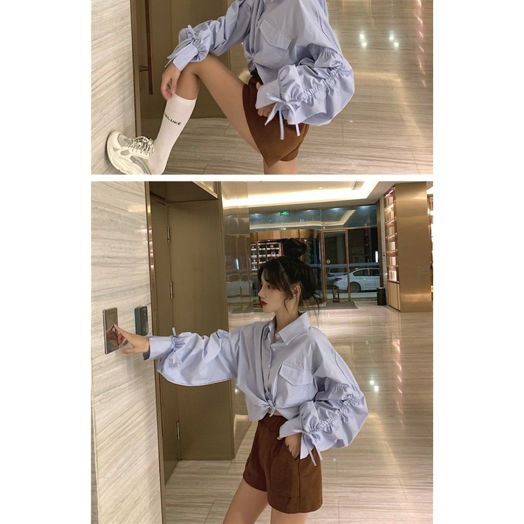 Short Sleeve Wide Sleeve Shirt With Drawstrings Spring Autumn 2022 Fashion For Women