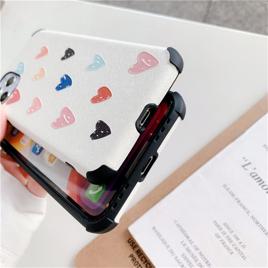 Ốp điện thoại mềm thời trang họa tiết trái tim đáng yêu cho iPhone SE 2020 11 Pro Max X Xr Xs Max 8 7 6 6s Plus