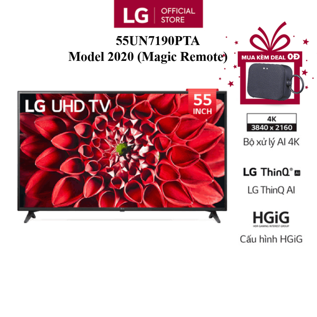 Smart Tivi LG 55 Inch UHD 4K 55UN7190PTA - Model 2020 - Miễn phí lắp đặt