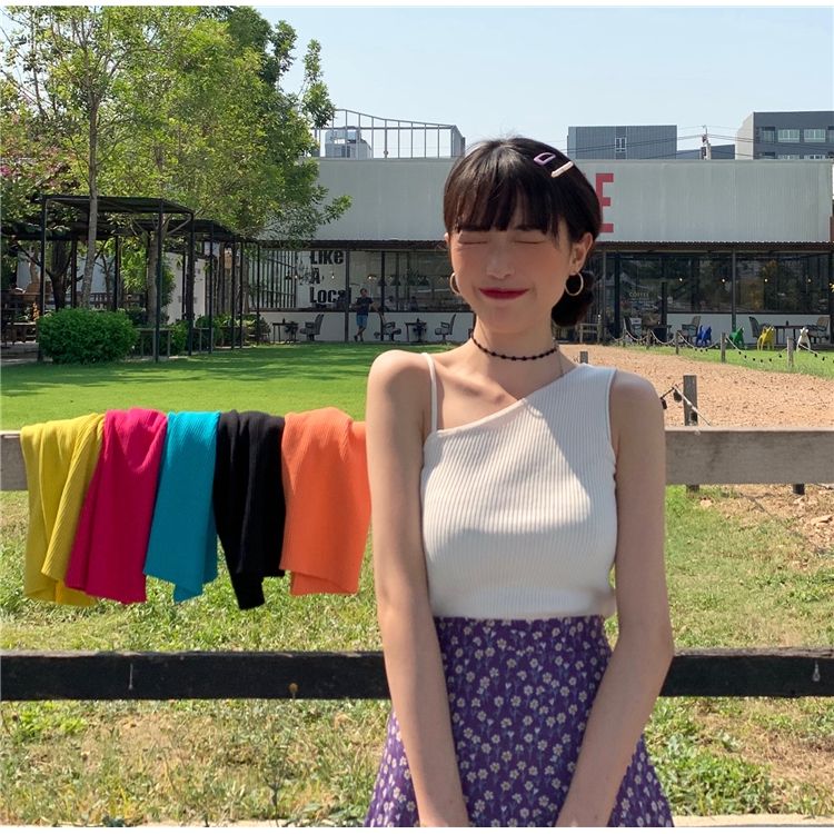 Áo Dệt Kim Hai Dây Màu Trơn Thời Trang Hong Kong