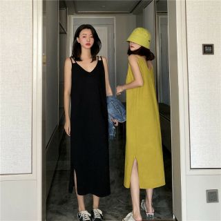 Váy hai dây trơn dáng dài thien199