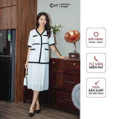 Chân váy dập ly cạp chun CCHAT