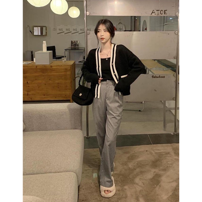 Áo Khoác cardigan Len Dệt Kim Màu Sắc Tương Phản Thời Trang Xuân Thu 2022 Cho Nữ
