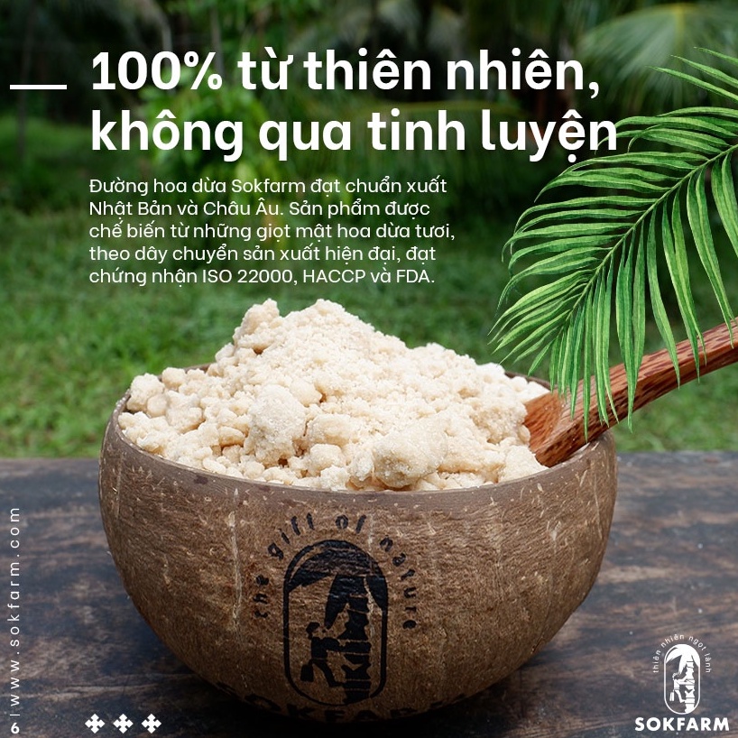 Đường mật hoa dừa Sokfarm - Đường hữu cơ thay thế đường mía, đường phèn, đường ăn kiêng tổng hợp với đường huyết thấp