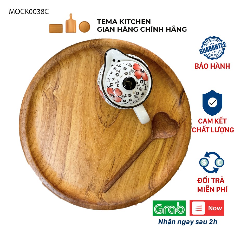 Khay gỗ Tema Kitchen hình tròn size vừa - Khay đựng đồ trang trí hình tròn siêu xinh siêu đáng yêu