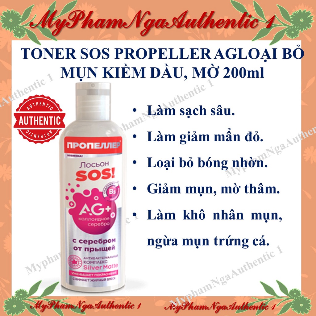 Toner Propeller SOS Silver Matte kiềm dầu, giảm mụn 200ml