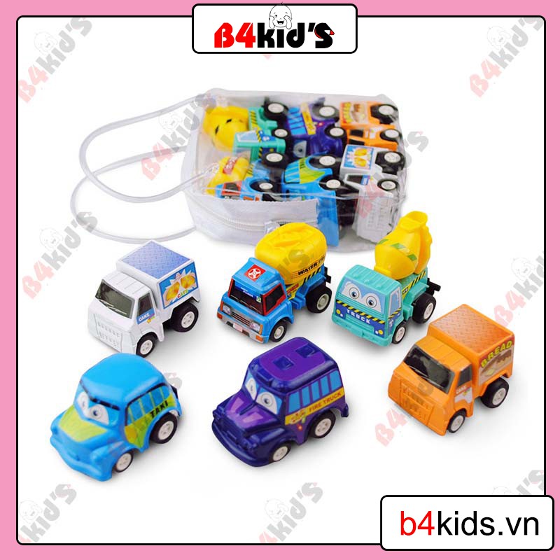 Đồ chơi cho bé Túi Xách 6 Xe, bộ đồ chơi trẻ em giá rẻ B4KIDS - E1