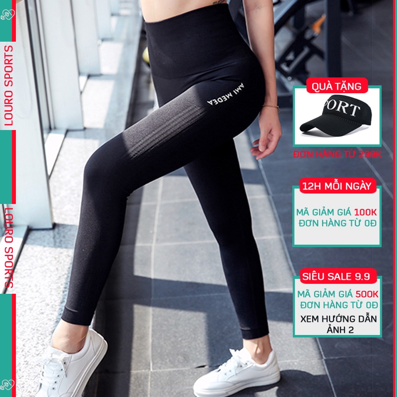 Quần tập Yoga nữ Louro QL21 cạp lưng cao, co giãn 4 chiều, thoáng mát, dùng quần tập Gym, Yoga, Zumba, Aerobic