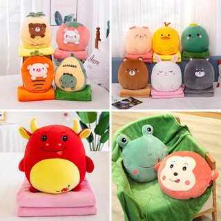 GẤU BÔNG CÓ MỀN 3in1 HÌNH THÚ TRÒN XINH CÓ Ủ TAY