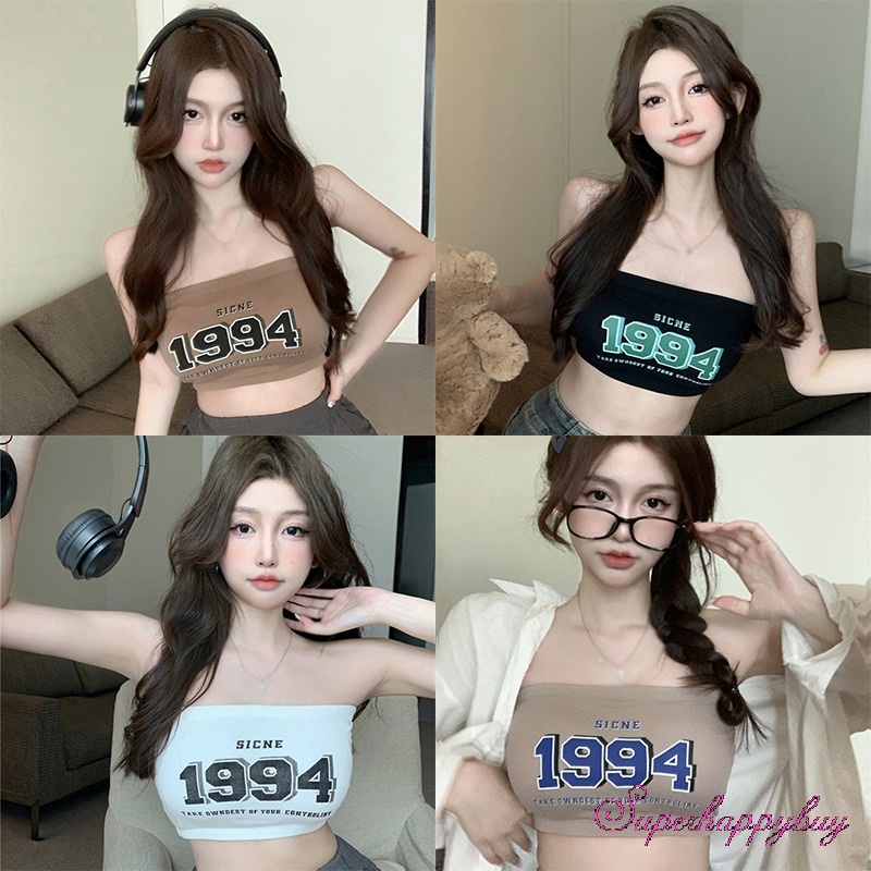 Áo Hai Dây In Chữ Phong Cách Hàn Quốc Cho Nữ