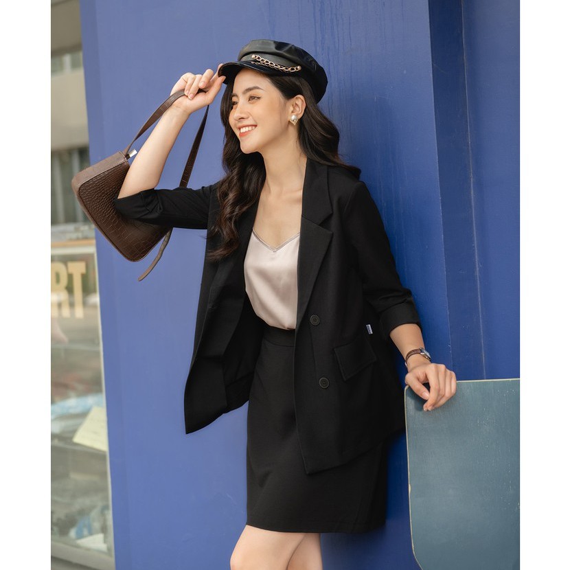 Set vest nữ đen trơn Mosohali set blazer thiết kế thời trang công sở (ÁO VEST+CHÂN VÁY)