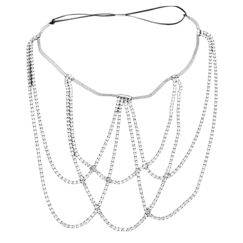 Dây Xích Đeo Đùi Co Giãn Nhiều Lớp Bằng Kim Loại Đính Đá Lấp Lánh Gợi Cảm Cho Nữ