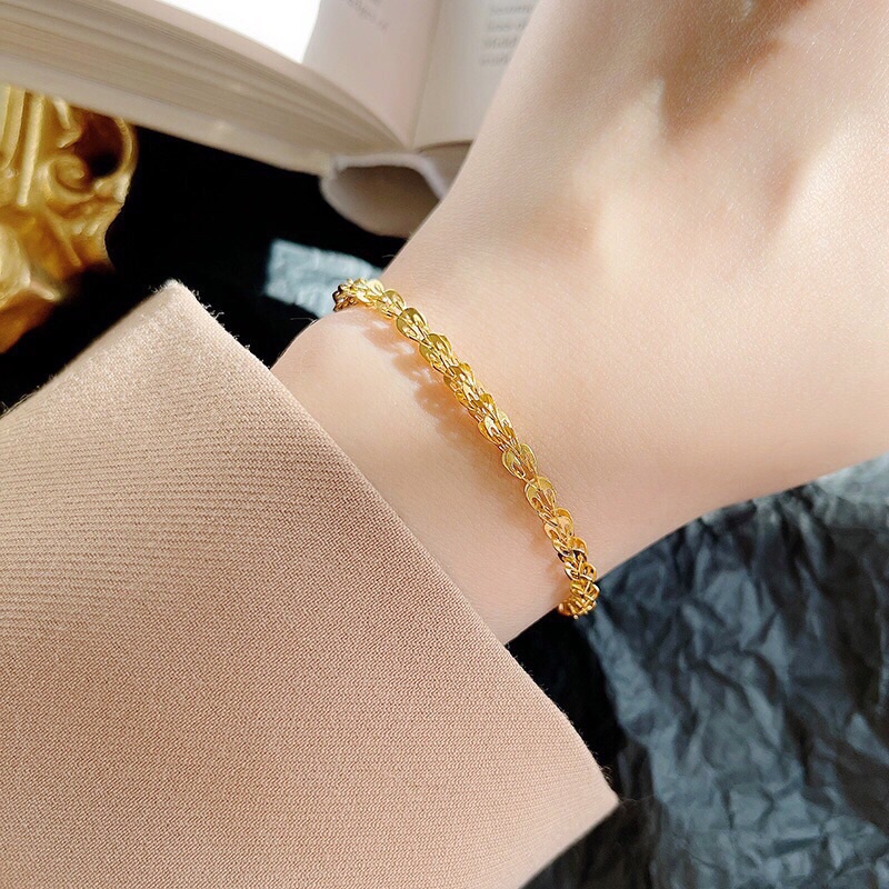 𝗟𝗮̆́𝗰 𝘁𝗮𝘆 lắc chân đuôi phụng, vòng tay mạ vàng 18k bền màu Kami