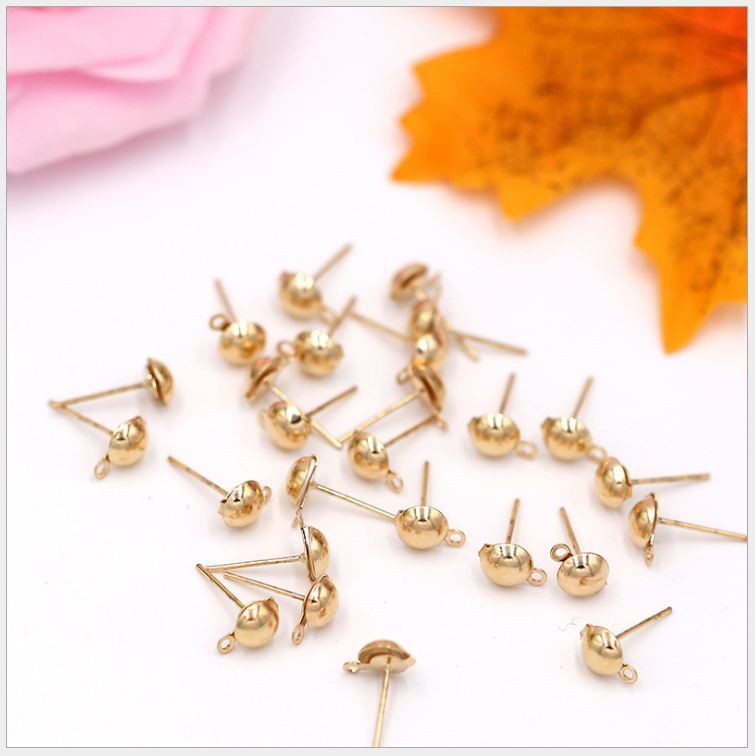 10 chốt hoa tai sát đầu tròn hình cây NẤM có móc đủ size  - nguyên liệu làm hoa tai