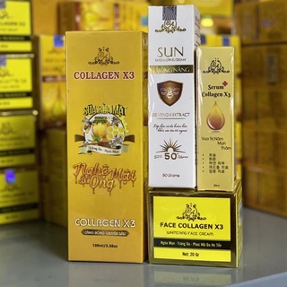 Serum collagen x3+ Sửa Rửa Mặt Nghệ Mật Ong X3 + Chống Nắng Đông Anh+ Kem Face Collagen X3 Combo Đông Anh Chính Hãng