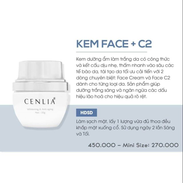 KEM DƯỠNG TRẮNG DA MẶT CENLIA