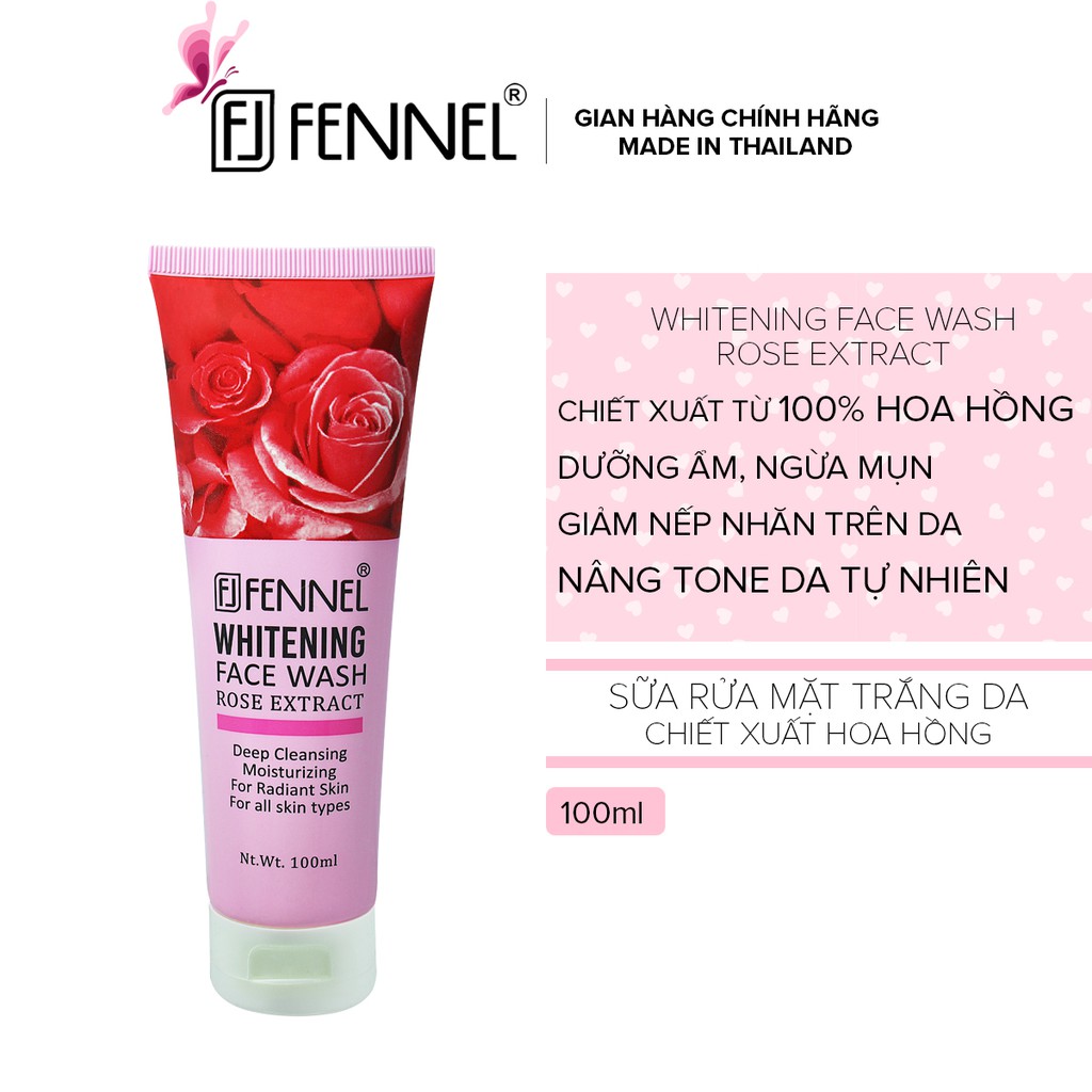 Sữa rửa mặt trắng da chiết xuất hoa hồng Fennel Whitening Face Wash Rose Extract 100ml