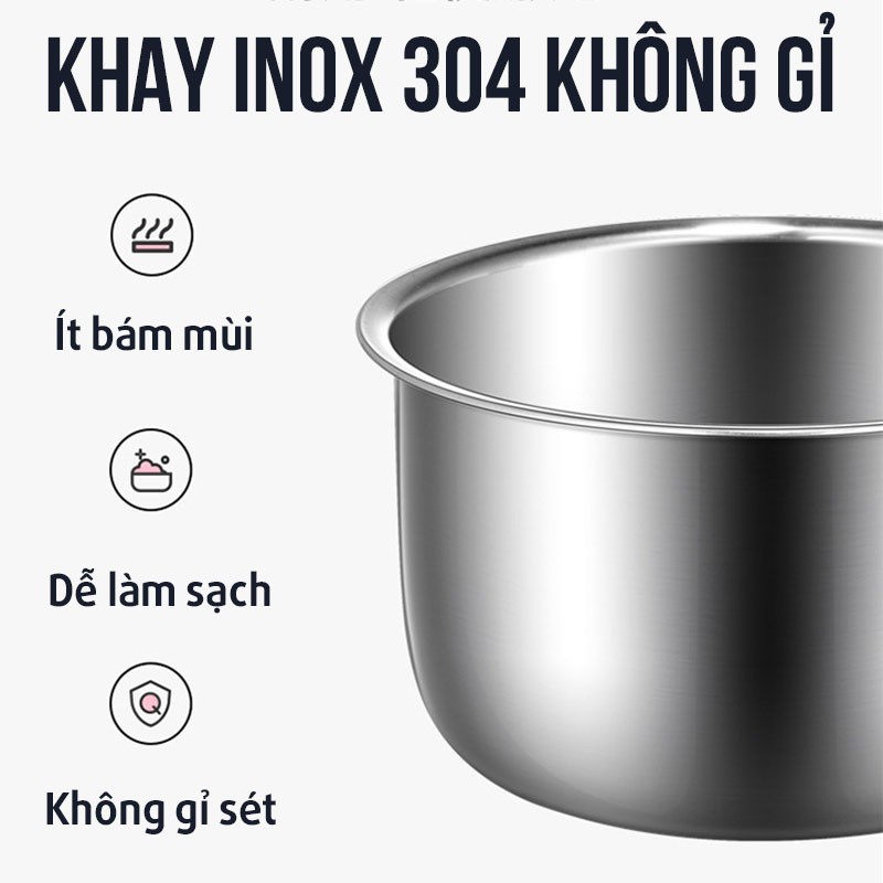 Hộp cơm cắm điện văn phòng 2 tầng 4 bát inox có chức năng giữ nhiệt, hâm đóng và tự nấu chín thức ăn tiện lợi
