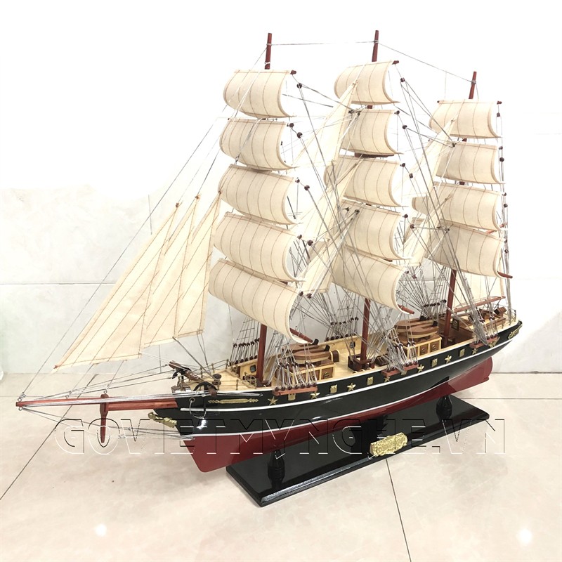 Mô Hình Thuyền Gỗ Chở Hàng Cutty Sark - Thân 80cm - Sơn Đỏ/Đen