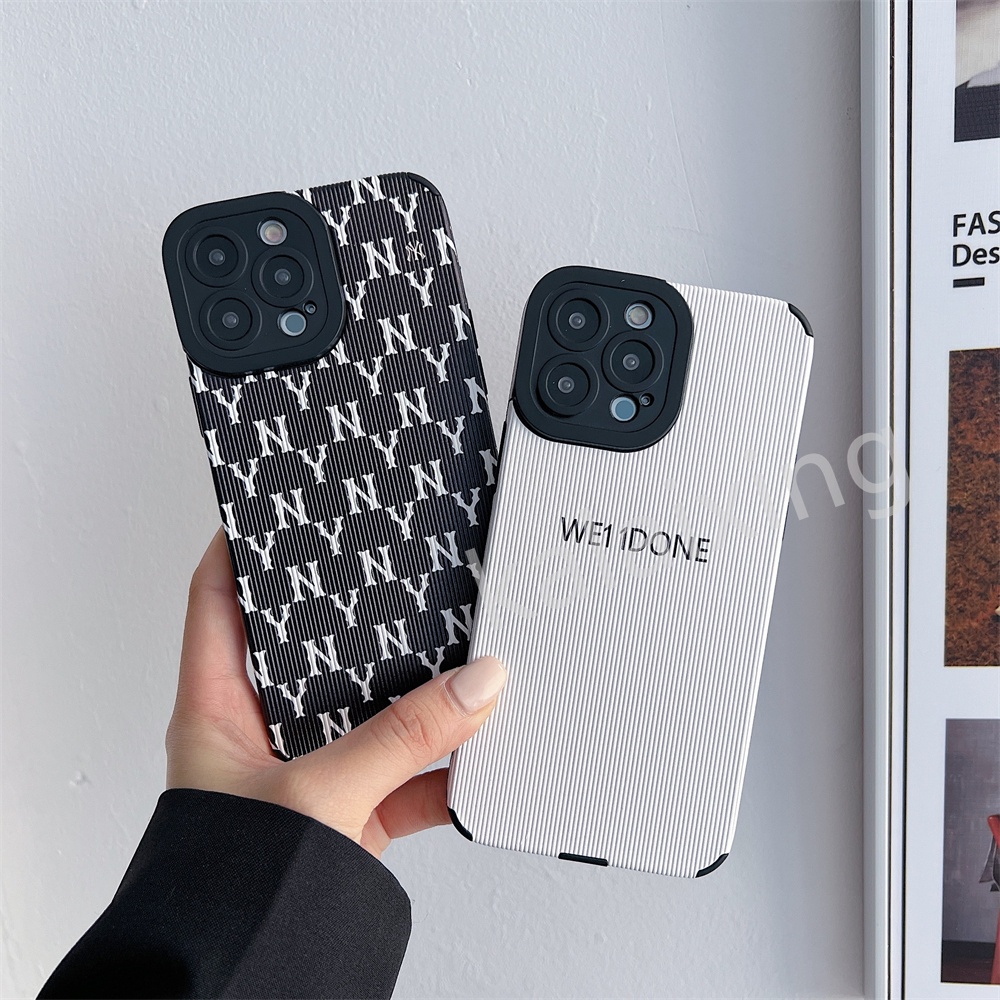 Ốp điện thoại kẻ sọc trắng đen đơn giản thích hợp cho iphone 13 pro max 7 8 plus xr x xs max