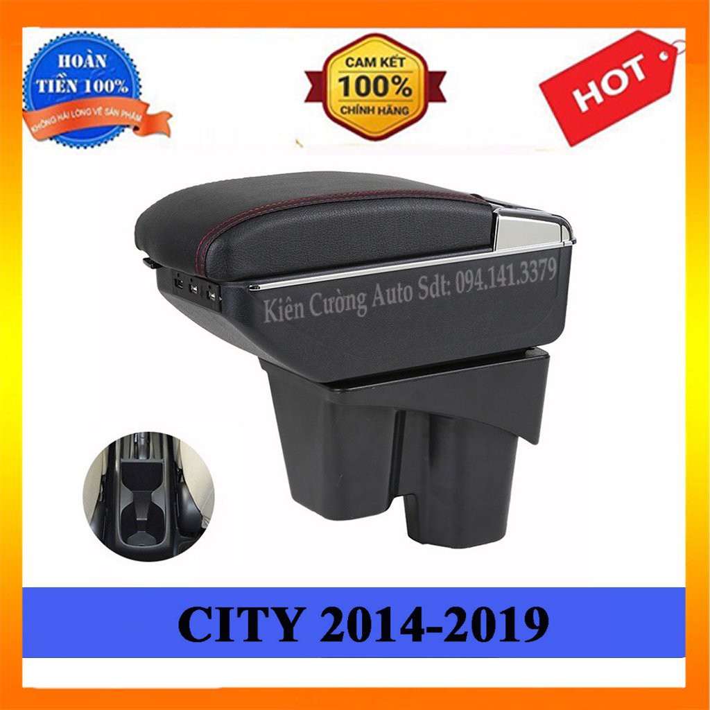 Hộp tỳ tay HONDA CITY cao cấp tích hợp 7 cổng sạc USB - Bảo hành 12 tháng