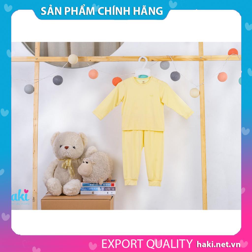 Bộ dài tay - set mặc nhà cho bé trai và gái - thiết kế cài vai sợi tre bamboo + cotton-Haki BB009