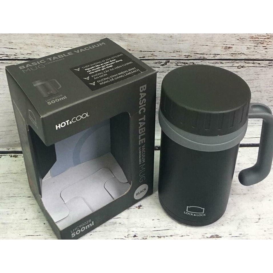 LHC9002B - Cốc giữ nhiệt Basic Table Mug Lock&Lock 500ml, 68mm - Màu đen