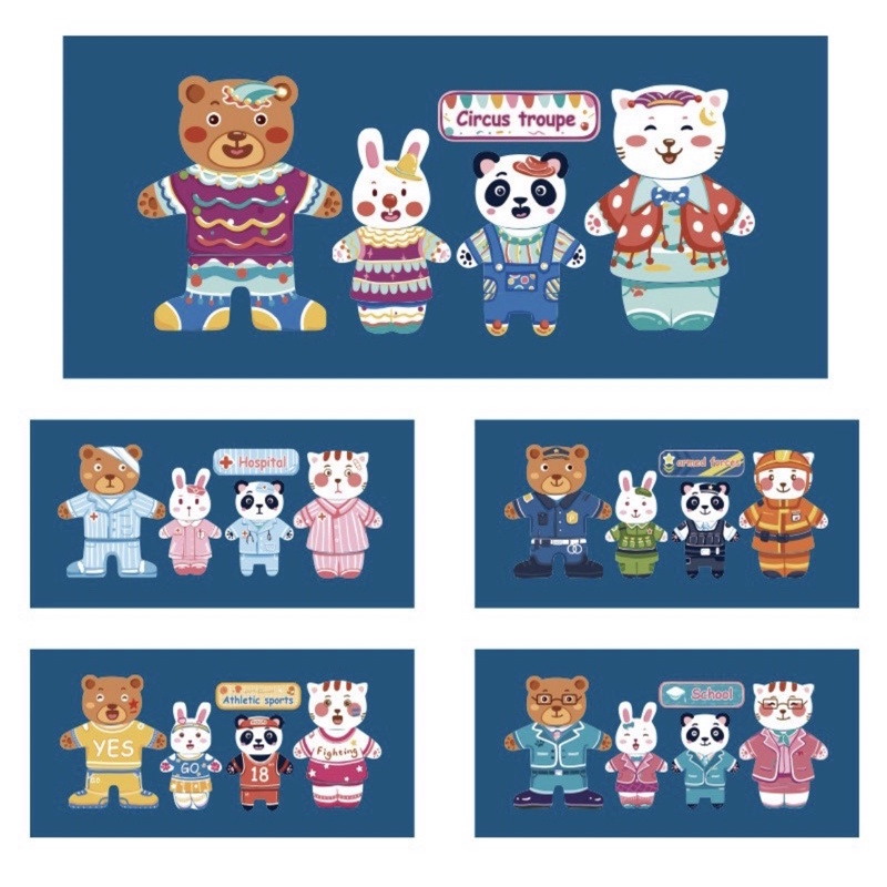 Bộ ghép hình phối đồ cho Gấu Thỏ có nam châm shopbegao89 shopbegao quà tặng cho bé