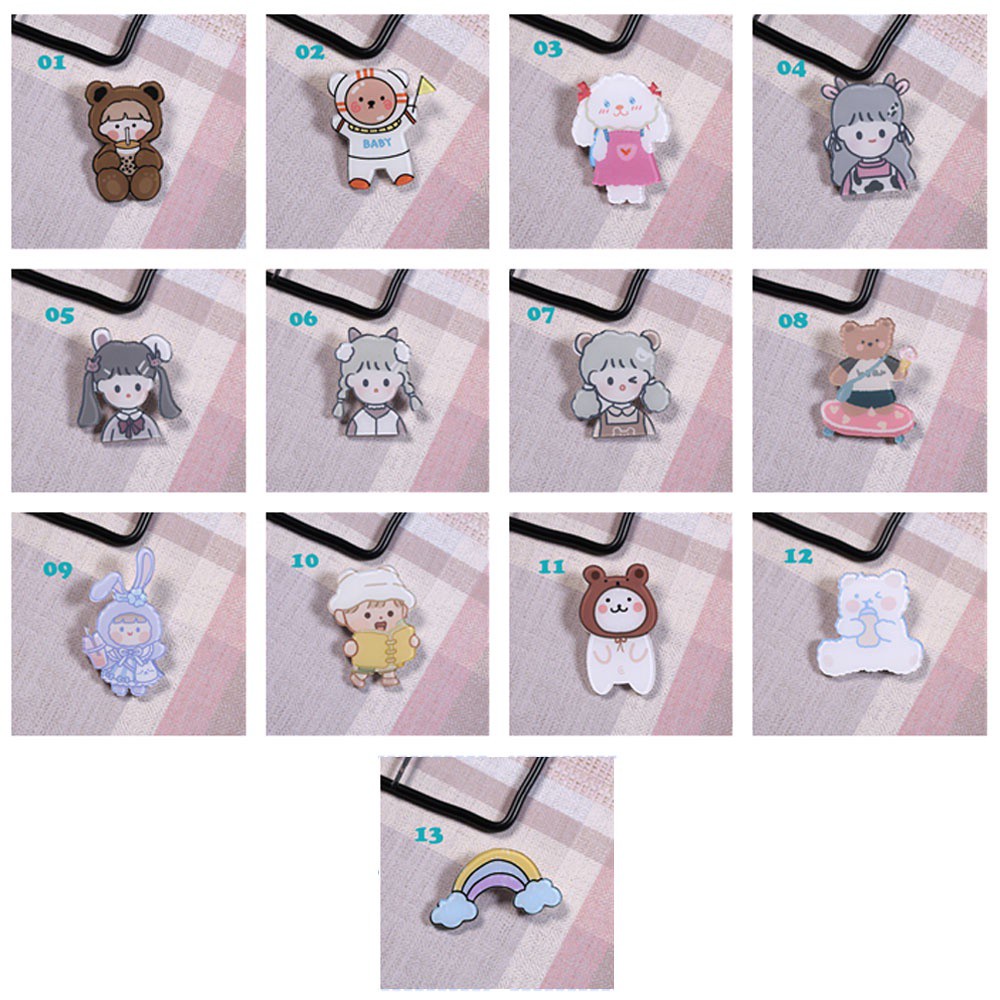 Trâm cài áo họa tiết thỏ và gấu hoạt hình dễ thương dành cho nam và nữ