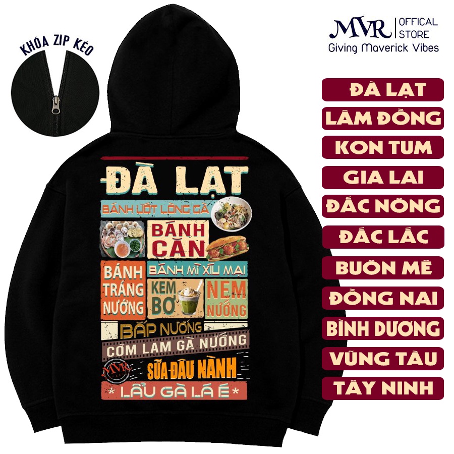 Áo khoác hoodie khóa kéo zip Đà Lạt Tỉnh Cao Nguyên Đông Nam Bộ dalat Kon Tum Gia Lai Đắc Lắc Đắc Nông fact UNDER MVR