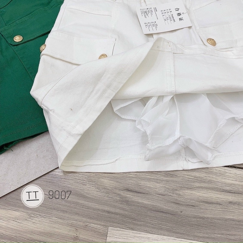 CHÂN VÁY KAKI TÚI NẮP CÚC VÀNG CÓ LÓT QUẢNG CHÂU MS19276