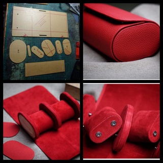 Mẫu rập làm hộp da cuộn đựng đồng hồ Leather edge beveler skiving leathercraft DIY cutting