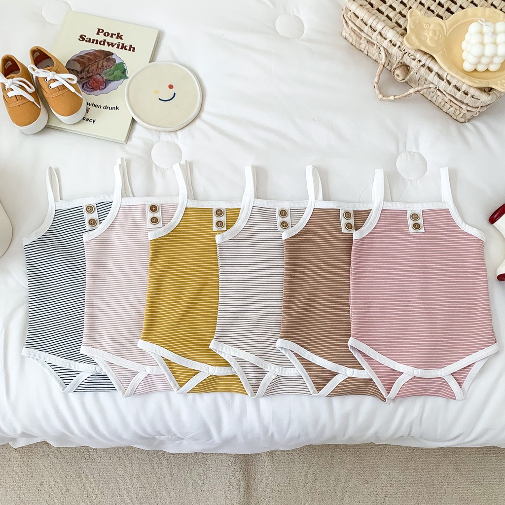 Áo liền quần hai dây đáng yêu đơn giản dành cho trẻ sơ sinh từ 0-24 tháng tuổi