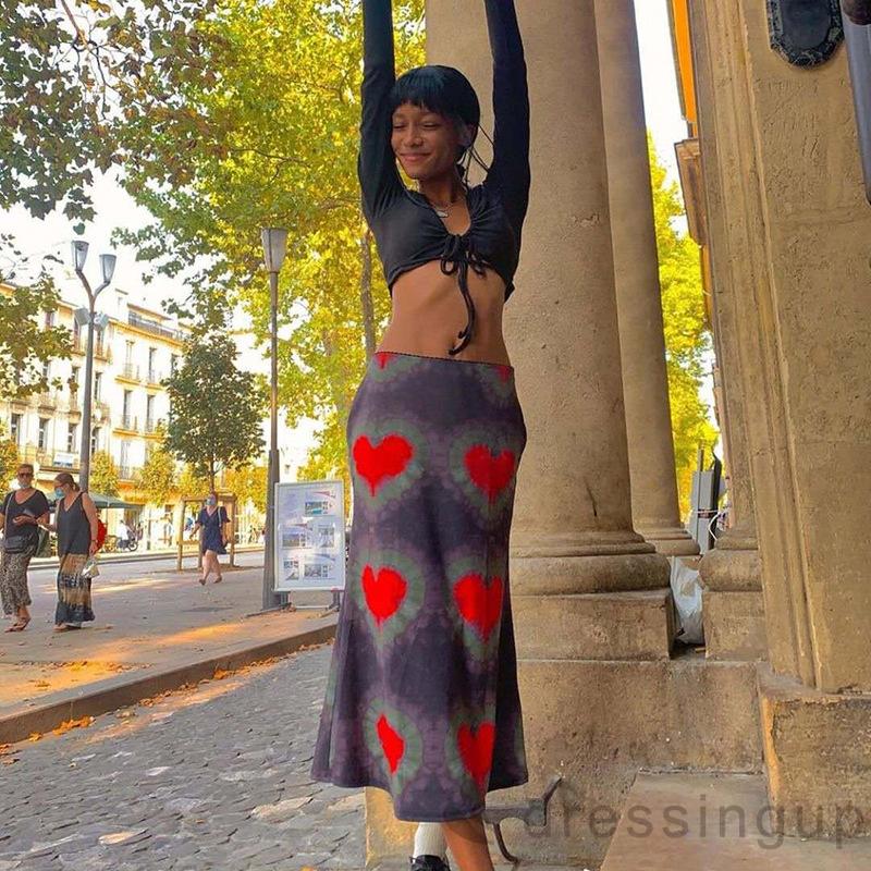 Chân Váy In Họa Tiết Trái Tim Sành Điệu Dành Cho Nữ