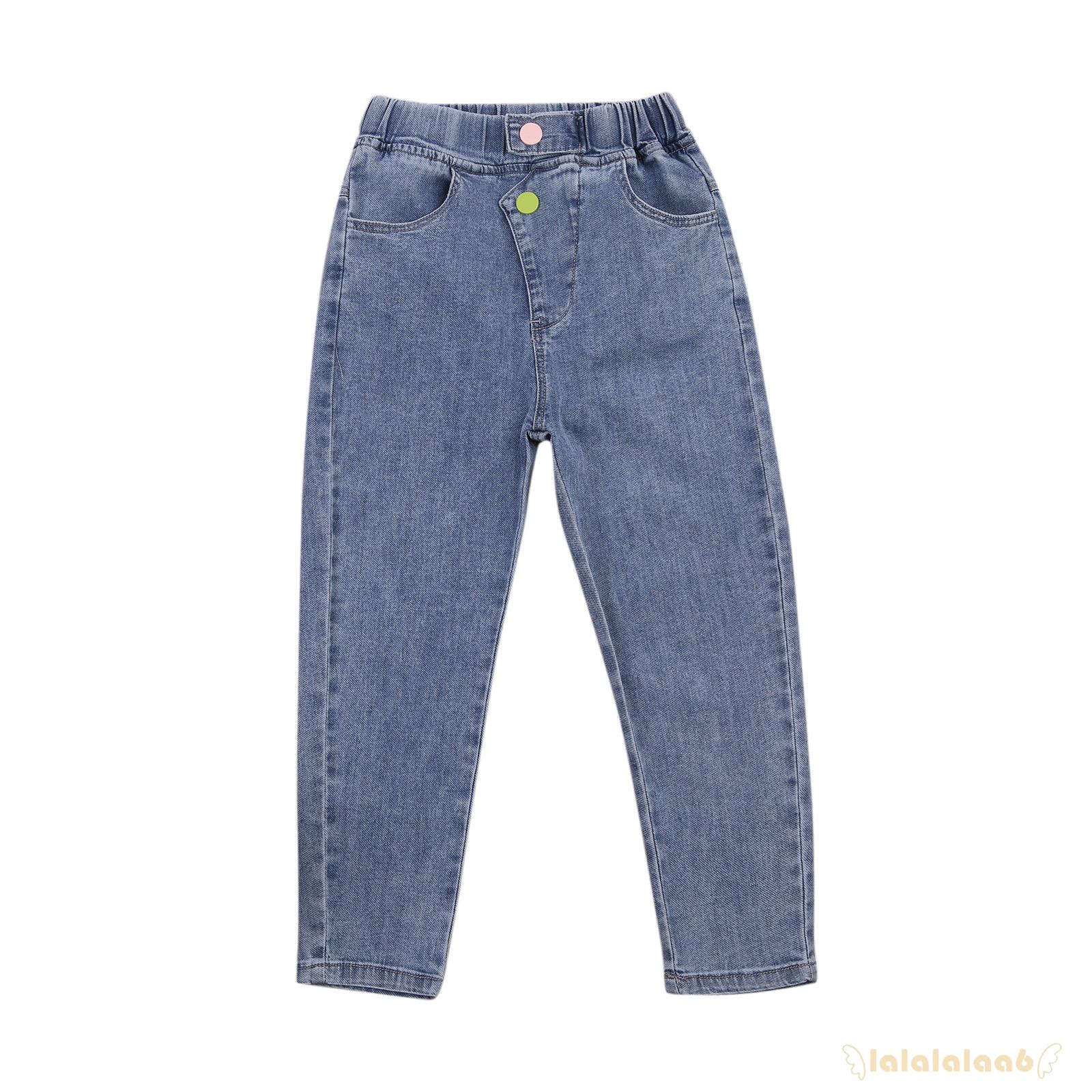 Quần Denim Dài Phối Nút Nhiều Màu Sắc Co Giãn Cho Bé Laa6