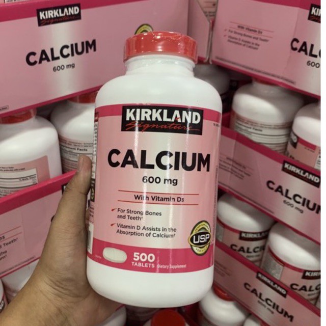 Viên uống Bổ Sung Canxi Kirkland Calcium 600mg + D3, 500 viên - USA ( Hủ Màu Hồng )