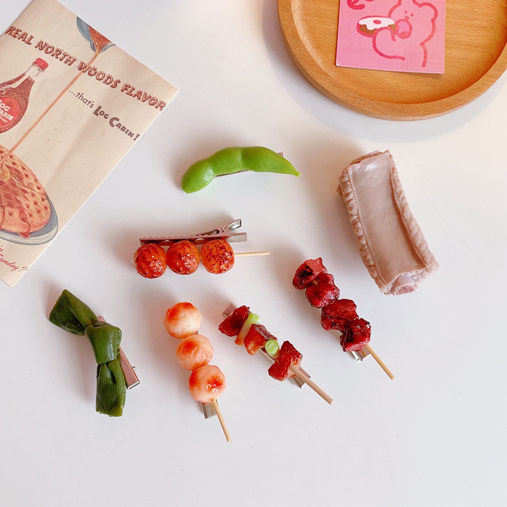 Kẹp tóc Hàn Quốc họa tiết xiên que nướng cực HOT cho nữ