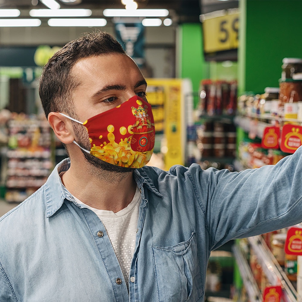 Khẩu trang nhâm dần tết chúc mừng năm mới 2022 cát tường CARTWELL chống giọt bắn dễ thở vải cotton 100% kháng khuẩn bảo