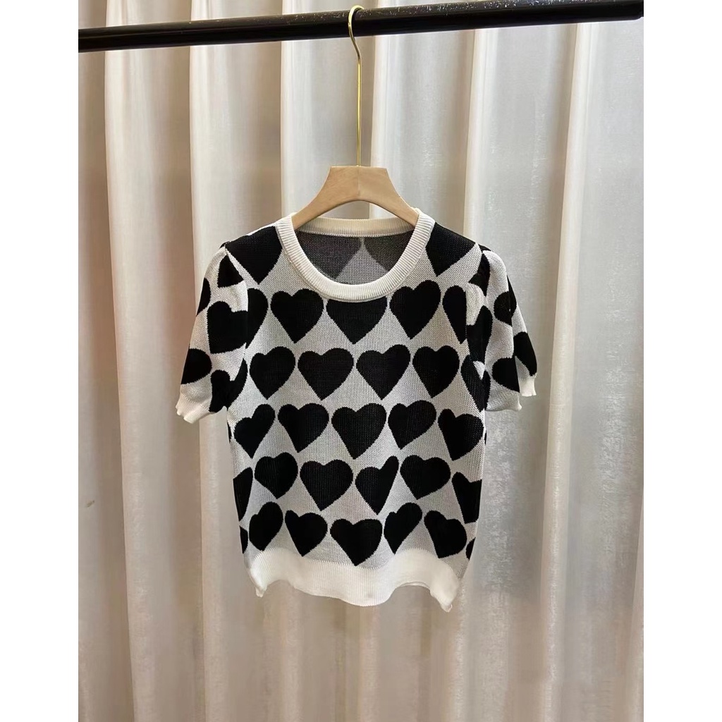 Áo Len Tay Ngắn Phồng Cổ Tròn Phong Cách Cổ Điển Dành Cho Nữ